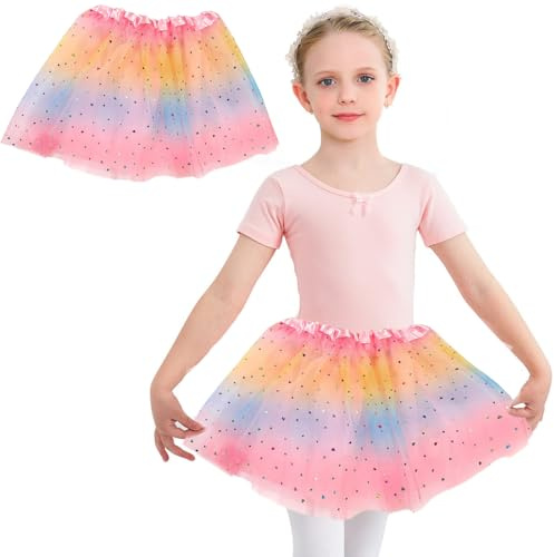 Tutu Niñas, Falda de Tul para Niñas 3-9 Años, Tutú Colorido con Tallo Elástico, Talla Unica, Ideal para Fiestas, Carnaval, Disfraces de Halloween y Lecciones de Baile