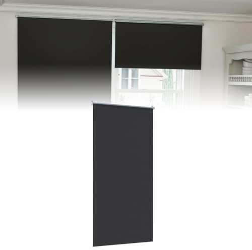 Froadp Tenda avvolgibile oscurante senza fori e con fori, Klemmfix, colore nero, 110 x 160 cm, per finestre interne