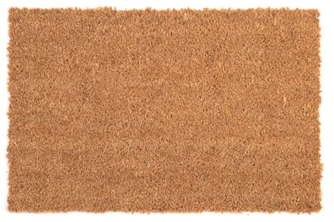Flatro Coir Outdoor Door Mat | 60 X 40cm Coconut Coir Welcome Mat | Entrance Doormat with Non-Slip Rubber Backing for Trapping Dirt, Mud, & Moisture (Plain, Pack of 1)