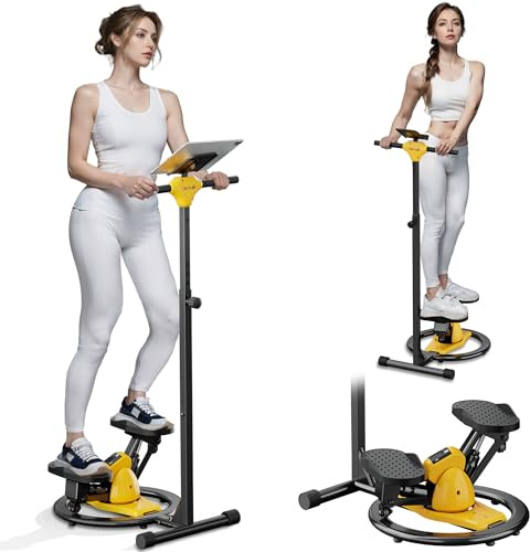 seanleecore Rock Stepper Machine for Home – High Resistance Lateral Twist Stepper with Adjustable Handle, Quiet Hydraulic Cardio Exercise Equipment, 300 lb Capacity