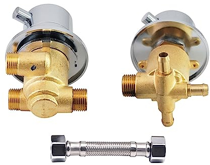Robinet Cabine Douche Thermostatique Type Fendu Bain Mélangeur Laiton Inverseur 2/3/4/5 Filetage Intubation Sortie Robinets Thermostat, Cartouche Noyau Laiton(3 way,Intubation)