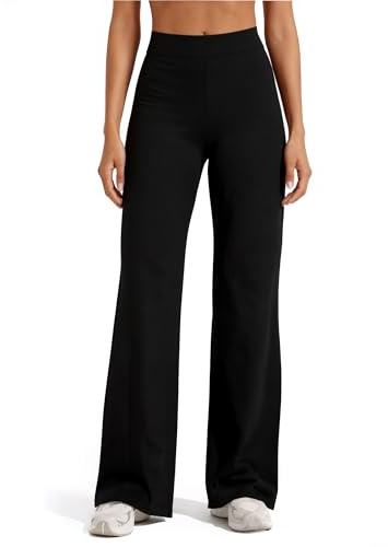 UDILEO Pantaloni Donna Vita Alta Neri Gamba Larga Dritta Yoga Elasticizzati Casual Elegante