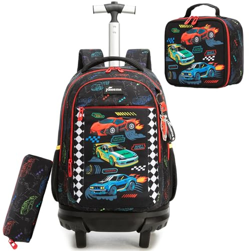 HTgroce Schulrucksack Trolley Mädchen Schmetterling Ergonomischer Schulranzen mit Rollen für Grundschule Kindergepäck Schultrolley