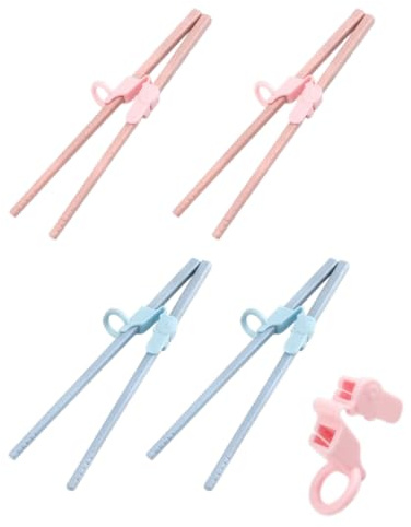 LEEQ 4 pezzi Riutilizzabili Chopsticks Helpers, Trainer l'uso delle bacchette, Hinges in plastica per l'allenamento, Connettore Facile, Adulti, Principianti o Studenti