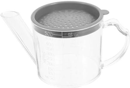 ARTIBETTER Recipiente para Aceite Transparente de 500ml Colador Integrado, Separador de Grasa para Cocina Diseño Visible y Material Pp Duradero Reutilizable