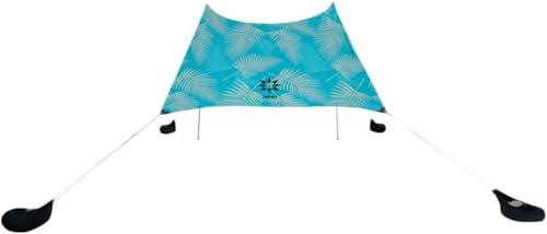 Neso Tents stora strandtält, 2,1 meter hög, 2,7 m (9 fot) x 2,7 m (9 fot), förstärkta hörn och svalare ficka (Aqua Fronds)