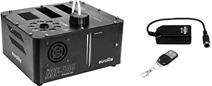 EUROLITE Set NSF-100 LED DMX Hybrid Spray Fogger + WRC-4 Funkfernbedienung | DMX-Nebelmaschine mit 850 Watt und LED-Beleuchtung inklusive Funkfernsteuerung