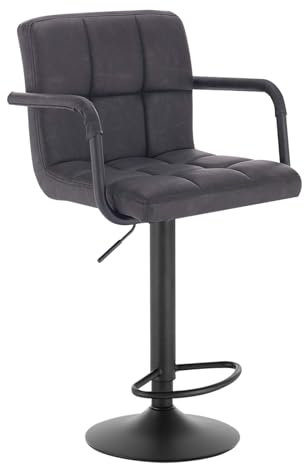 WOLTU Barhocker 1er Set Barstuhl Tresenhocker Bistrohocker Designer Hocker mit Rückenlehne, Kunstleder in Antiklederoptik höhenverstellbar drehbar Stahl Anthrazit