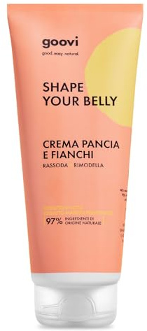 Goovi, Shape your Belly, Crema Pancia e Fianchi, Crema Rassodante e Rimodellante con Attivi Naturali, Aiuta a Contrastare le Adiposità, Tonifica la Pelle del Corpo, 200 ml