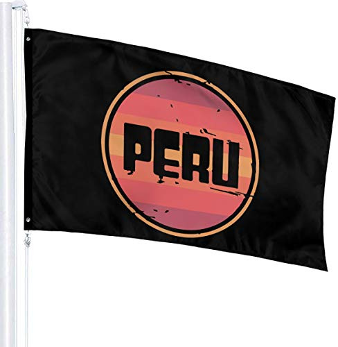 Bandera 3 X 5 Retro Peruano PERÚ 100% Poliéster Banderas translúcidas de una sola capa 90 X 150 CM - Banner 3 'X 5'