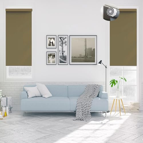 Thermorollo Ohne Bohren 30 x 80 cm Hitzeschutz und Sichtschutz, Sichtschutz Fensterrollo Flexibler Seitenzug Easyfix für Türen und Fenster, Taupe