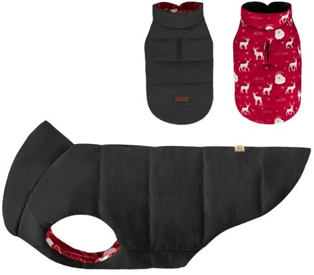 Hundeweste,Reversibel Warme Weste Winter warm und weich Schwarz & Rot S