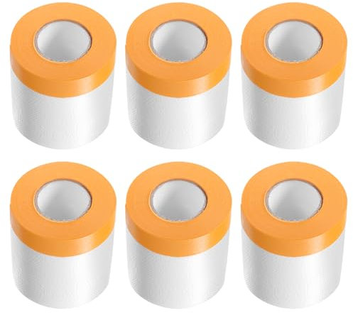 QUARKZMAN 6 Rollos de Película de Enmascarar Pre-Cubierta 15.7 x65.6Ft Cinta y Cubierta de Plástico para Pintores con Cinta Película de Lona para Pintura de Automóviles