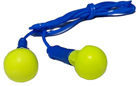 Ear Plugs with Cord, 35 dB SNR, Yellow and Blue, Flexible Stem Design