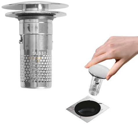 1Pc Pop-Up Universal Sink Plug, Stainless Steel Drain Filter, Dual Filtration, Suitable for Kitchen, Bathroom, Bathtub, Washbasin (Diameter 32-40mm)