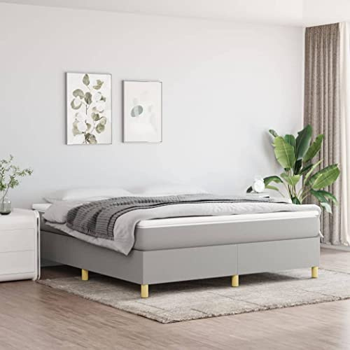 Tonture resårsäng med madrass, ljusgrå, 180 x 200 cm, tygöverdrag, fickfjäderkärna, medelfast stöd, för vilsam sömn, moderna sovrumsmöbler