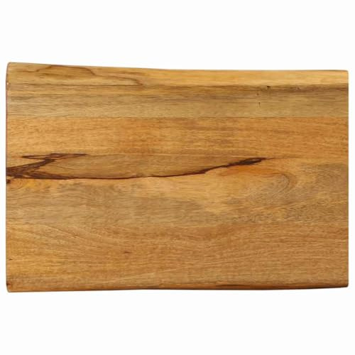 ULUYYUC Plateau de table en bois de manguier aspect chêne 70 x 40 x 2,5 cm avec bord d'arbre pour cuisine, bureau, salon, pieds de table basse DIY