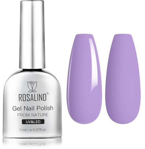 Rosealind UV-nagellack, 11 ml lysande violett gel nagellack UV LED blötläggning sommar gellack för gör-det-själv-manikyr