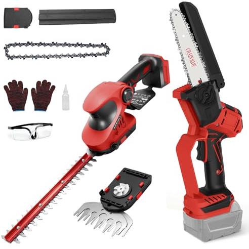 6 tums mini akku motorsåg & busktrimmer kompatibel med Milwaukee 18V (utan akku), borstlös elektrisk 2 I 1 batteri busktrimmer set säkerhetslås grensåg såg grästrimmer
