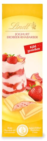 Lindt Schokolade Joghurt Erdbeer-Rhabarber | 100 g Tafel | Weiße Schokolade mit erfrischender Joghurt-Erdbeer-Rhabarber-Crème | Kühl genießen | Schokoladentafel | Schokoladengeschenk