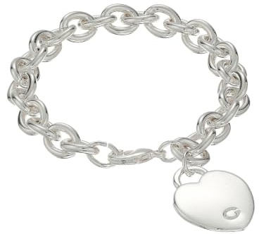 GUESS Basic Silver G Logo Heart Link Bracelet, 7.5