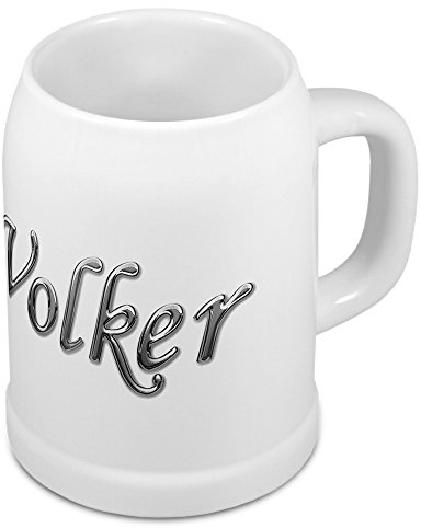 digital print Bierkrug mit Name Volker - Design Chrom-Schriftzug - Namens-Tasse, Becher, Maßkrug