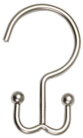 Zenna Home NeverRust Rustproof Aluminum Double Shower Curtain Hooks, Decorative Double Sided Metal Hooks for Shower Curtain, Set of 12, Brushed Nickel