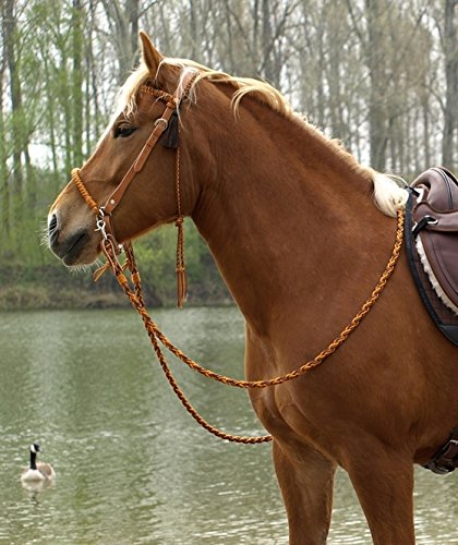 Barefoot Amber Rundgeflochtene Englisch Zügel schwarz – 3,20 m – mittlere Schnalle – abnehmbare Snaphaken – aus handgeflochtenem Bergseil