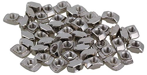CNBTR 20 Series T Nuts Aluminum Slot Carbon Steel T Slot Nut Hammer Head Fastener Nut with M4 Thread European Standard Silver Pack of 50