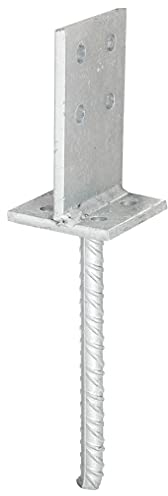 Alberts 215521 T-Pfostenträger | zum Aufschrauben oder zum Einbetonieren | feuerverzinkt | Steggröße 130 x 80 mm | Betonanker 200 mm