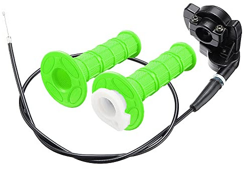 Dirt Bike Throttle Handlebar Grips 2PCS 7/8 inch, Motorcycle Handle Grips Motocross Grip Handlebar Throttle Grip Twist with Cable for 110cc 125cc Pitbike Motorcycle Dune Buggie