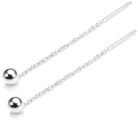 Boucles d'Oreilles Chaînettes Boules en Argent 925/1000