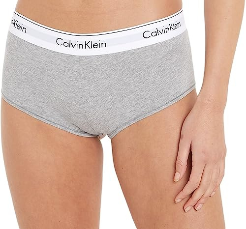 Calvin Klein Dam hipster Boyshort bomull med stretch, Grå (Grey Heather), XL
