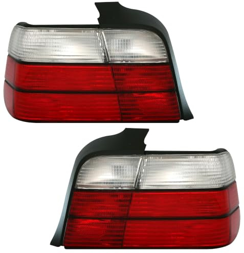 Rückleuchten Set, geeignet für 3er BMW E36 Limousine (9/1990-2/1998). Ausführung: Rot-Weiß.
