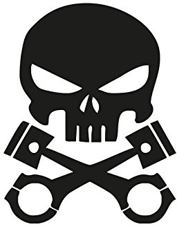 NetSpares Plott Aufkleber Totenkopf Kolben Skull Sticker Shocker Tuning Fun Dub Gag Fun