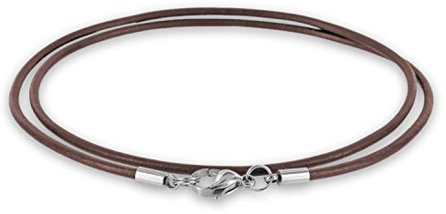 Auroris Echtleder Kette 2 mm mit Karabinerverschluss aus Edelstahl Farbe/Länge wählbar