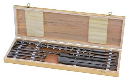 12 Pièces pour marteau perforateur SDS PLUS- 9 forets béton -1 ciseau maçon -1 broche de maçon -1 gouge à rainurer