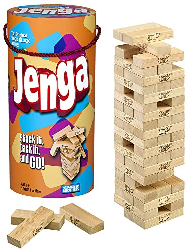 Hasbro Gaming Jenga Wooden Blocks Stacking Tumbling Tower Game | Party Games for Kids & Families | Stocking Stuffers | Ages 6+ (Amazon Exclusive)