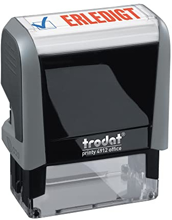Trodat Office Printy 4912 Stempel ERLEDIGT – selbstfärbender Textstempel blau-rot – Büro Stempel mit dokumentenechter – Abdruckgröße 47 × 18 mm | Bürostempel, Abdruck 46x17 mm, Abdruck blau-rot, selbstfärbend, dokumentenecht