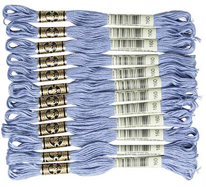 DMC Sticktwist aus Baumwolle, 6 Stränge, mittelgrau und blau