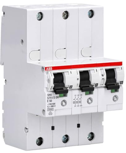 ABB S751/3DR-E50 SLS-Schalter 50A 3-polig - Hauptleitungsschutzschalter | E-Charakteristik, 25 kA Ausschaltvermögen, S750DR-Serie für DIN-Hutschiene 2CDH781001R2502