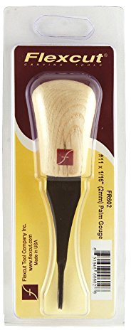 Flexcut #11 Paume balayée, acier à haute teneur en carbone, manche en frêne massif, 1/16 (FR602)