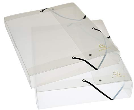 Exacompta 5982E Packung (mit 8 Archivboxen Crystal aus PP, robust und strapazierfähig, mit Gummizugverschluß, DIN A4, Rücken 60mm) kristall, 8 Stück