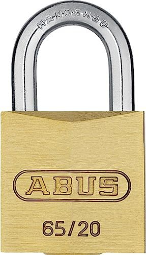 ABUS Vorhängeschloss Messing 65/20 gl.-6204 - gleichschließend - Kofferschloss - Schlosskörper aus massivem Messing - gehärteter Stahlbügel - ABUS-Sicherheitslevel 3