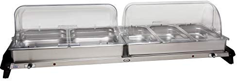 Cadco WTBS-2RT Buffetwärmer für die Arbeitsplatte, 51,8 x 35,6 cm, mit 2 Pfannenkapazitäten, Edelstahl, 120 V