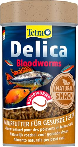 TetraDelica Bloodworms, Naturfutter für Zierfische, enthält zu 100% gefriergetrocknete rote Mückenlarven, 100 ml Dose | Naturfutter für Zierfische | enthält zu 100% gefriergetrocknete rote Mückenlarven