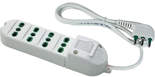 Fanton 41023 Multipresa Bipasso 4 Prese Bipasso Italiane 2P+T 16A con Cavo e Interruttore Bipolare Luminoso, Bianca, 1.5 m