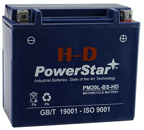 PowerStar YTX20L BS PM20L-BS-HD Battery Yamaha Grizzly 600 660 700 Motorcycle Battery For UTV ATV YTX20L-BS Maintenance Free - AGM/SLA Powersports Battery