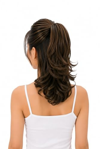 CAISHA 35cm Haarteil Zopf Extension Butterflyclip Braun Mix H90