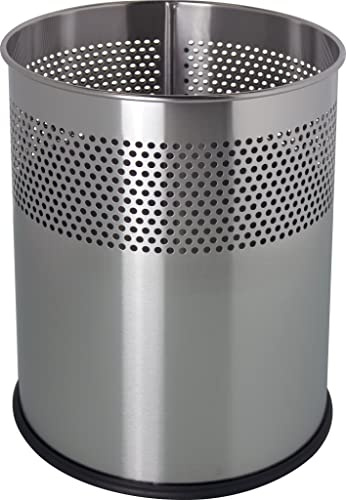 helit H2515700 - Papierkorb „the dot“ 15 Liter, Edelstahl mit Lochdekor, 1 Stück | Abfallbehälter mit dekorativem Lochmuster für Büro und Zuhause